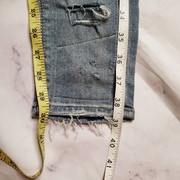 EXPRESS distressed mid-rise skinny jeans 2 - Picture 7 of 8